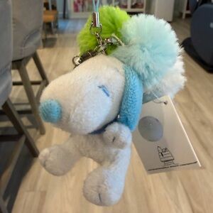 Snoopy Plush Keychain Charm in White & Light Blue